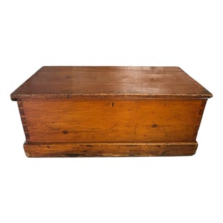 19th Century Hand-Dovetailed Pine Blanket Chest With Original Rope Handles For Sale