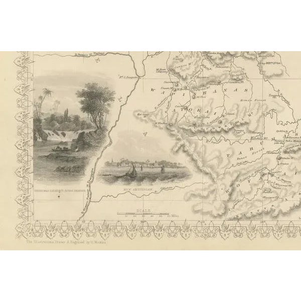 Tallis Map of British Guiana with Colonial Vignettes and Other Landmarks, 1851 For Sale - Image 3 of 6