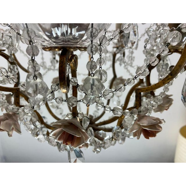 Vintage Crystal Ceramic Rose Chandelier, 1960s For Sale - Image 13 of 15