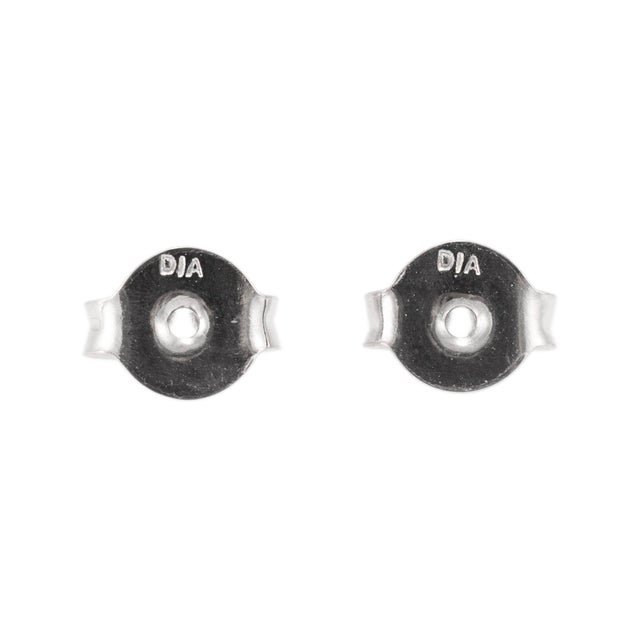 Metal 14k White Gold Cluster Halo Diamond Push Back Stud Earrings - 2 Pieces For Sale - Image 7 of 10