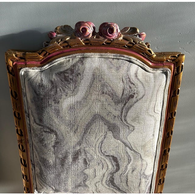 Late 18th Century French Louis XVI - Style Giltwood Dining Chairs With Hand-Painted Rosettes - Set of 6 For Sale In San Diego - Image 6 of 14