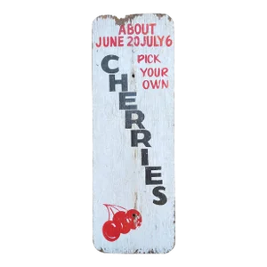 1940s Authentic Rustic 2-Sided Farm Stand Sign Apples Cherries with Patina