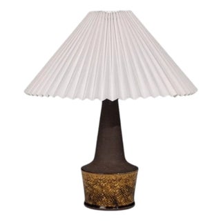 1960s Nils Kähler, Table Lamp, Brown Glazed Stoneware For Sale