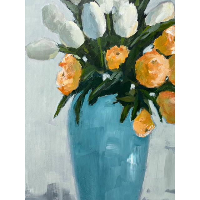 Textile “The Blue Vase” Original Floral Still Life Painting by Linda McDonough For Sale - Image 7 of 12