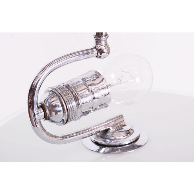 Czech Bauhaus Pendant in Chrome-Plated Steel and Frosted Glass, 1930s For Sale - Image 6 of 8
