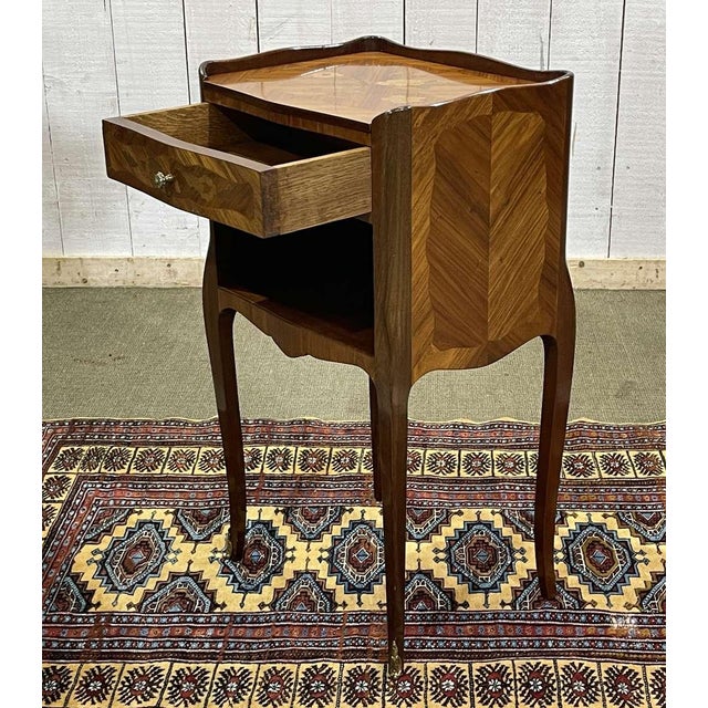Louis XV Bedside Table in Rosewood and Oak, 1970s For Sale - Image 3 of 14