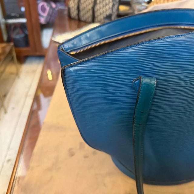 Animal Skin Louis Vuitton Toledo Blue Epi Leather Saint Jacques Hand Bag For Sale - Image 7 of 13