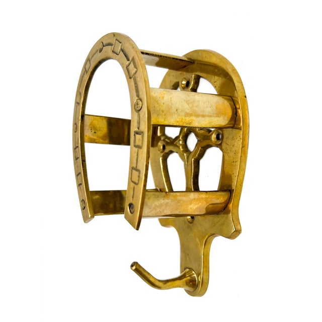 Vintage Brass Horseshoe Wall Hat Holder & Hook – Western / Equestrian Style For Sale - Image 9 of 9