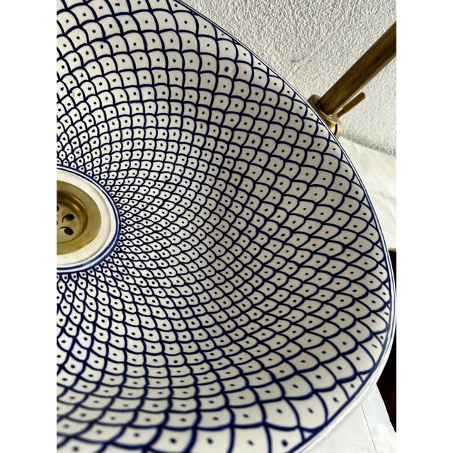 Not Yet Made - Made To Order Blue Oval Sink for Bathroom Vessel Sink, Oval Handmade Ceramic with Drain For Sale - Image 5 of 8