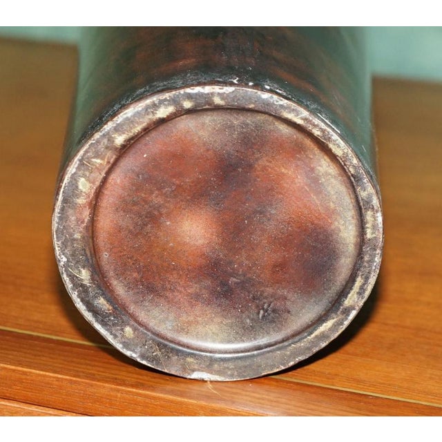 Metal Vintage Coppered and Bronzed Cyclindrical Umbrella Stand For Sale - Image 7 of 8