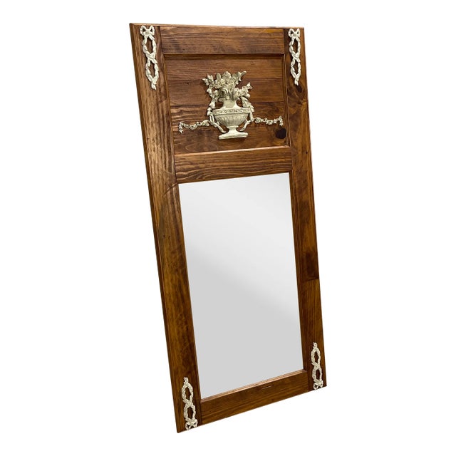 Custom Reclaimed Pine Trumeau Mirror For Sale