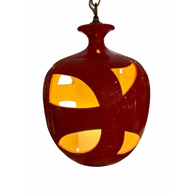 Mid-Century Modern 1970s Mid-Century Modern Candy Red "Apple" Pendant Light For Sale - Image 3 of 5