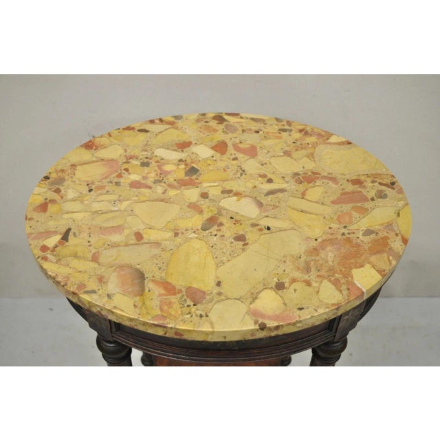 French Antique French Louis XVI Style Victorian Oval Marble Top Accent End Side Table For Sale - Image 3 of 12