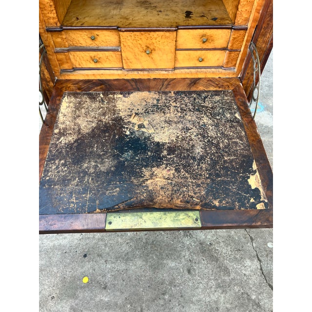 Black French 19th Century Louis Philippe Burl Walnut Marble Top Secretaire For Sale - Image 8 of 12