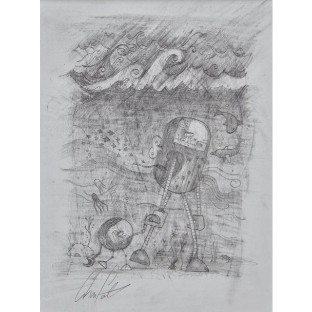 Graham Carter, School run Graphite on paper 17.5 x 13 cm (6.8 x 5.1 inches) sheet size Framed in black with a black shadow...