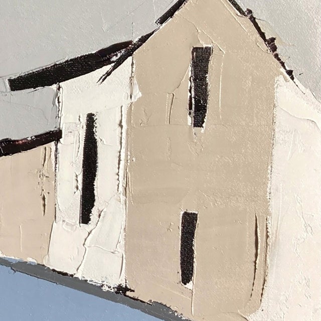 Early 21st Century Village Alley II by Sandra Pratt | Oil on Canvas Abstract depiction of a village alley with houses. For Sale - Image 5 of 5
