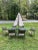 Amazing wrought aluminum patio and garden outdoor furniture dining suite by Brown Jordan. From the Roma Strap collection,...