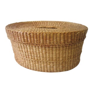 Pine Needle Hand Woven Basket For Sale