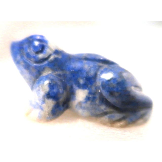 Miniature Well-Carved Frog of Lapiz Lazuli Stone - Frankie the Frog! For Sale - Image 9 of 17