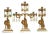 Antique Victorian Brass Marble Base Girandole Candelabra - 3 Pieces For Sale