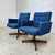 Mid-Century Modern Pair of Blue Swivel Office Arm Chairs by Hibert Risom Knoll Style For Sale - Image 3 of 12