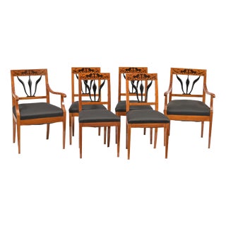Biedermeier Chairs and Armchairs, Set of 6 For Sale