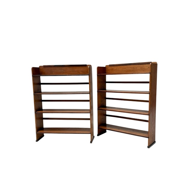 Stunning and rare Art Deco Modernist open bookcases. Design by P.E.L. Izeren for De Genneper Molen. Striking Dutch design...