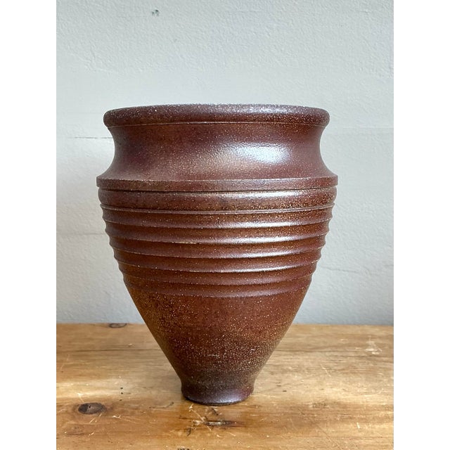 Brown Vintage Original Studio Pottery Vase For Sale - Image 8 of 12