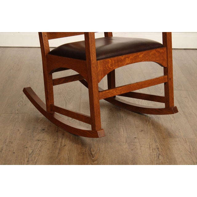 Wood Stickley Mission Collection Harvey Ellis Oak Rocking Chair For Sale - Image 7 of 18