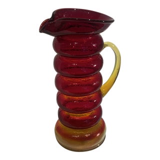 Mid 20th Century Amberina Caterpillar Pitcher For Sale