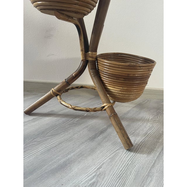 Rattan and Bamboo Vase, 1970s, in Flawless conditions. Designed 1970 to 1979