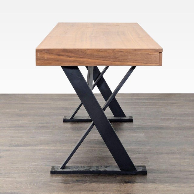 Moe's Industrial Style Desk With Solid Wood Top and Metal Legs For Sale In San Francisco - Image 6 of 11