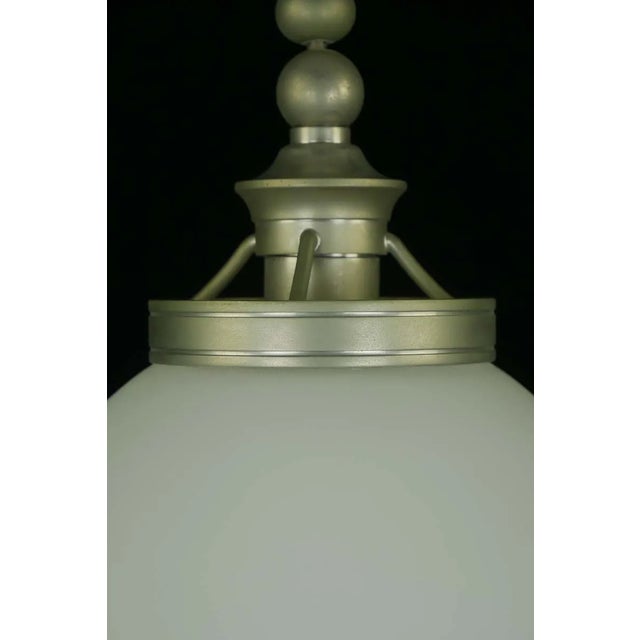 Late 20th Century Late 20th Century Modern White Glass & Brushed Steel Semi Flush Mount Light For Sale - Image 5 of 10