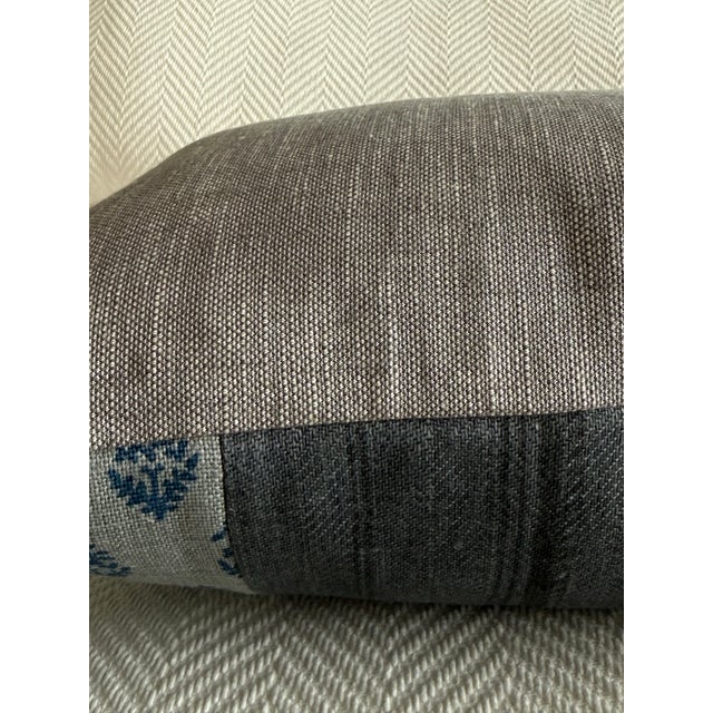 Peter Dunham All Linen Rajmata Patchwork Pillow 14" × 20" For Sale - Image 4 of 5