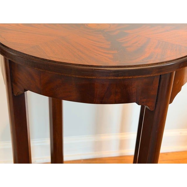 Antique Flame Mahogany Inlaid Round Side Table For Sale In Savannah - Image 6 of 11