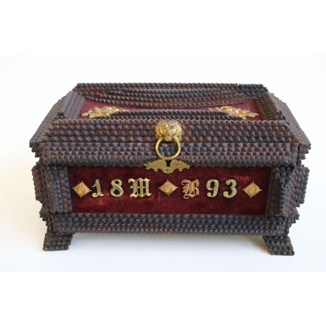 Antique Tramp Jewelry Box in Carved Brass, 1893 For Sale - Image 12 of 12