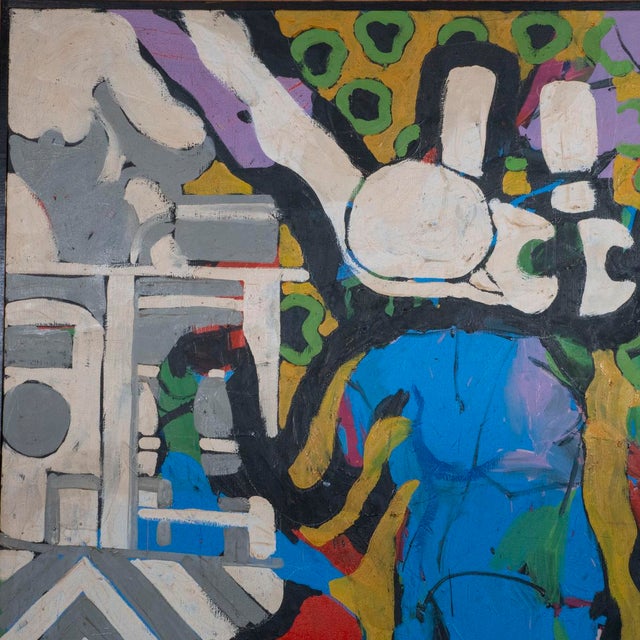 Vintage Post-War Abstract Expressionist / Pop Art Oil on Canvas For Sale - Image 4 of 11