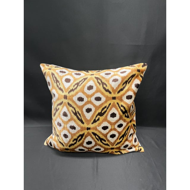 2010s Turkish Modern Brown Velvet Silk Ikat Pillow Cover For Sale - Image 5 of 5
