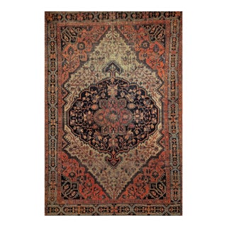 Antique Farahan Sarouk Rug, Handwoven Floral Pattern, Ivory & Brick Red, 5’ X 7’ For Sale