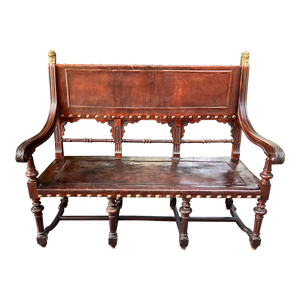 Late 18th Century Spanish Leather Bench