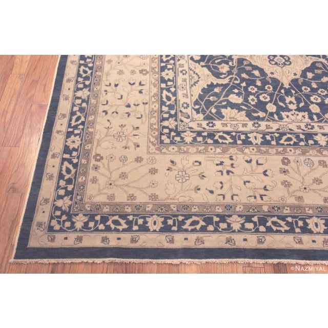 Indian Blue Oversized Modern Oriental Traditional Indian Agra Rug For Sale - Image 3 of 6