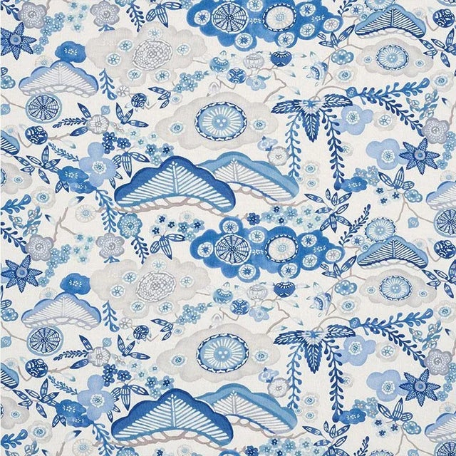 Schumacher Yume Fabric in Blue For Sale