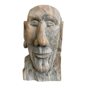 Primitive Boho Hand-Carved Wood Bust