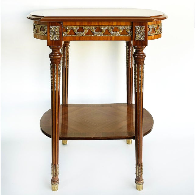 Italian Inlaid Side Tables with Bronze Mounts by Marconi Arte, Pair Offered for sale is a pair of Italian side tables with...