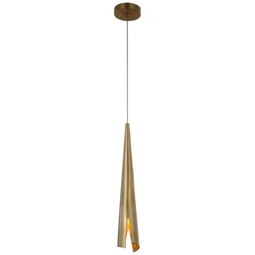 Kelly Wearstler for Visual Comfort Signature Piel Delicate Wrapped Pendant in Antique-Burnished Brass