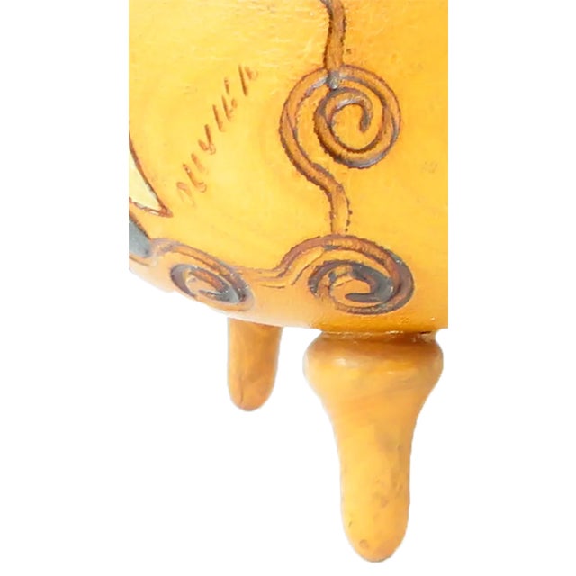 Wood Vintage French Breton Artisan-Made Wooden Mustard Condiment Jars, Signed, Pair For Sale - Image 7 of 8