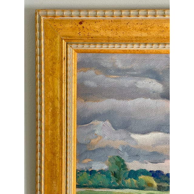 Modern Vintage Original Oil Painting Landscape With Rolling Storm Clouds, 1997 For Sale - Image 3 of 12