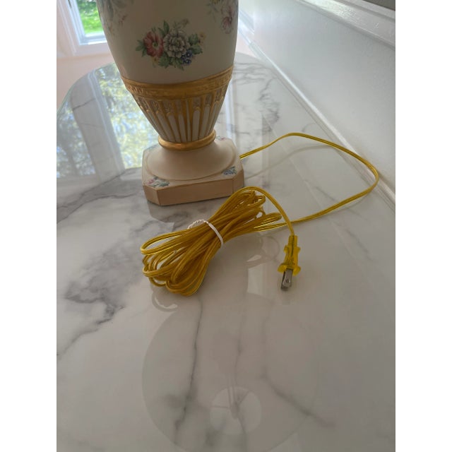 1940s Porcelain Floral and Gold Table Lamp With New Wiring For Sale - Image 4 of 11