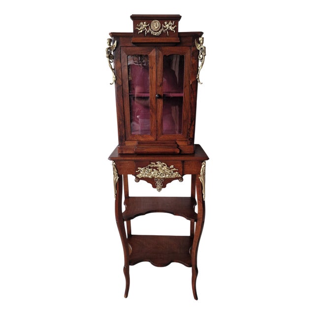 Antique Display Case with Bronze Elements For Sale