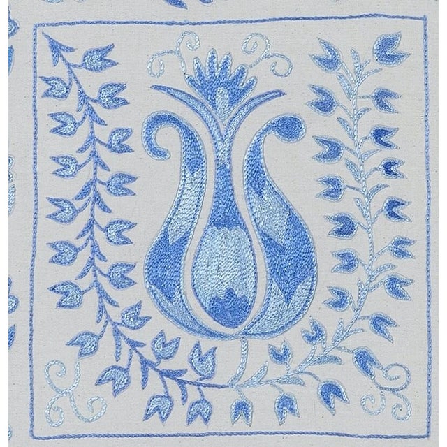 Decorative cushion cover made of hand embroidery silk on linen background, flowers and vine motifs, linen backing with...